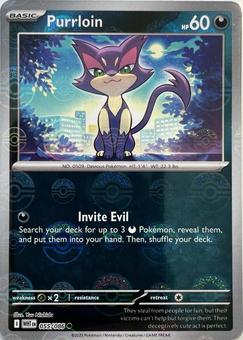 White Flare Purrloin [Poke-Ball] Pokémon card